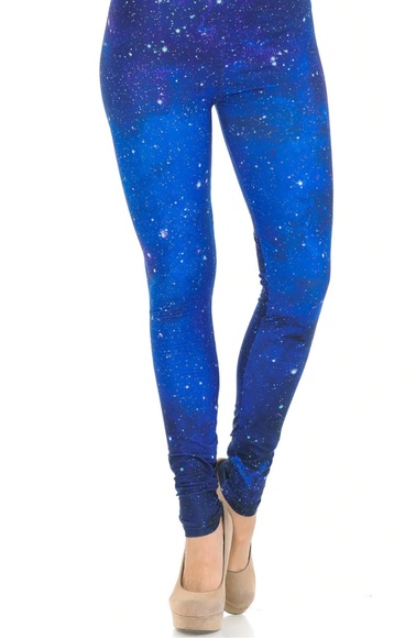 Creamy Soft Blue Galaxy Leggings Size 0-10 - Picture 4 of 5